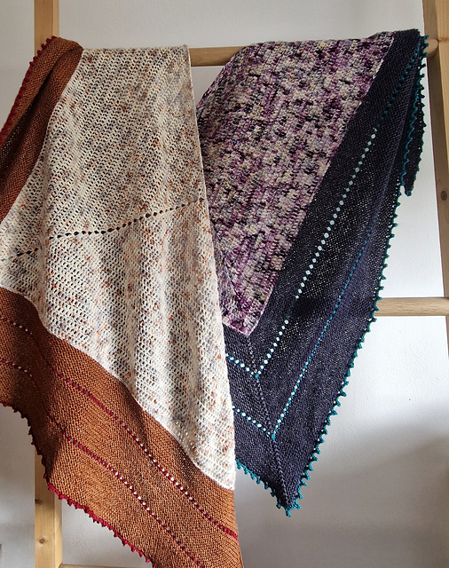 Salsation最新作サルセーション Shawl withOpening Ravelry: Mixed Media Shawl pattern by Shannon Long @ Blue Fern Yarns