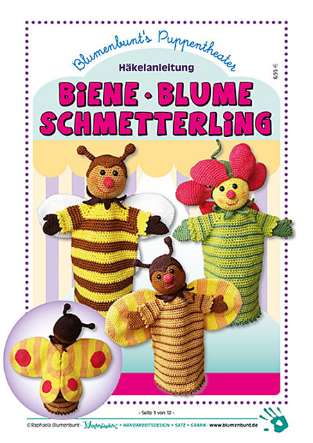 Handpuppen BIENE · BLUME · SCHMETTERLING