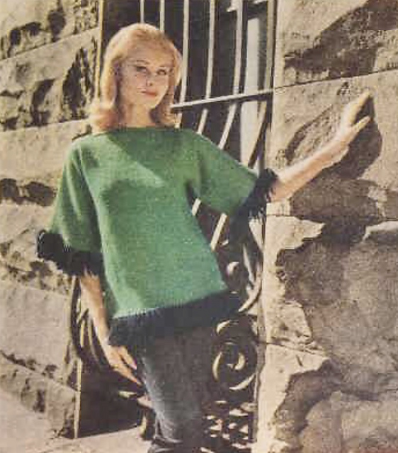 Sweater with Black Fringed Trim