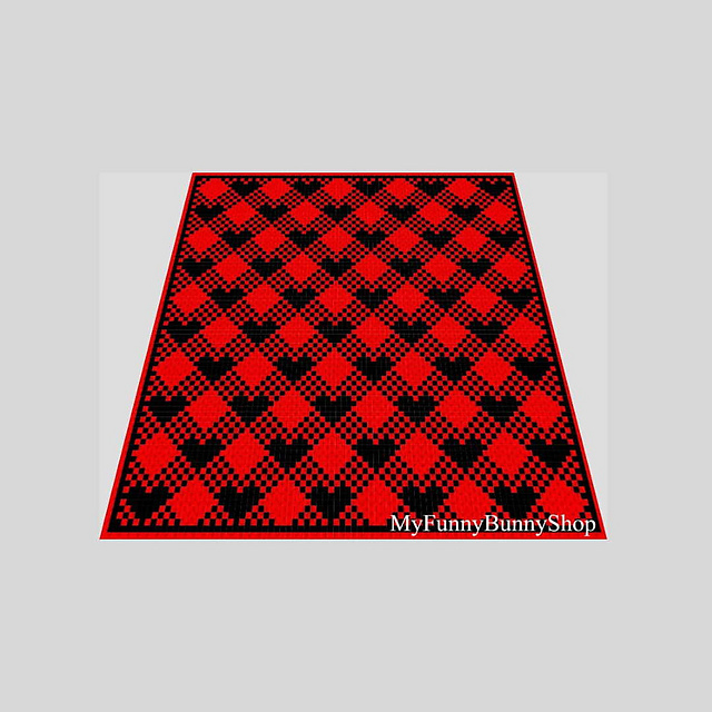 Hearts Buffalo plaid blanket