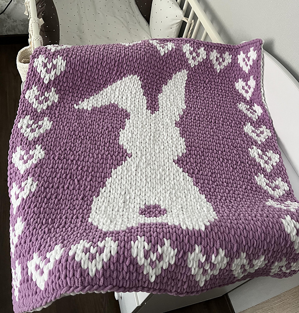 Bunny in Hearts blanket