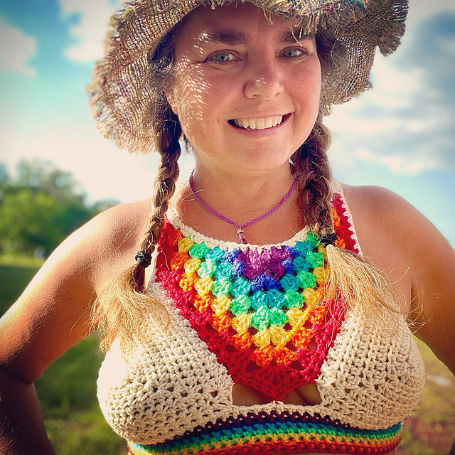 Rainbow Neckline Bikini Top