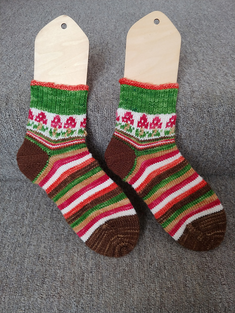Mushroom color work socks