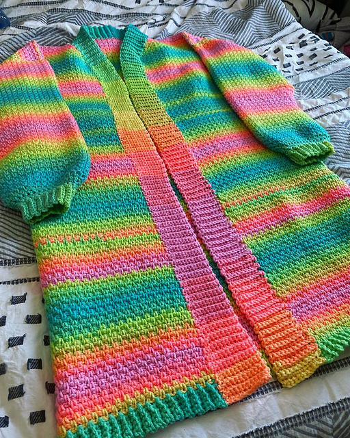 Ravelry Customizable Rainbow Cardigan pattern by Chloe Rousseau