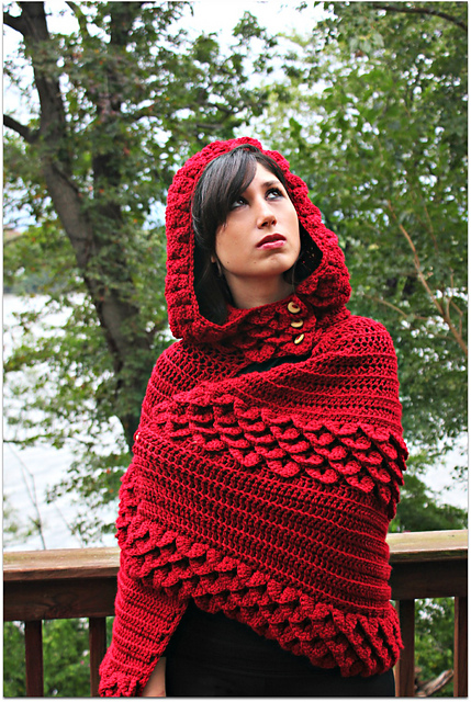 Crocodile Stitch Hooded Cape