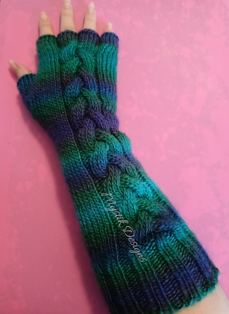 Fingerless Braided Cable Armwarmers