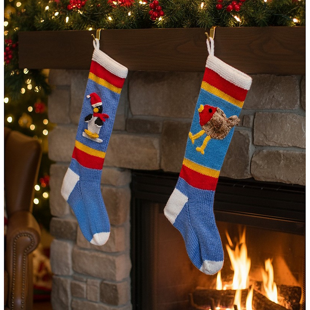 Christmas Stocking with Penguin or Robin design