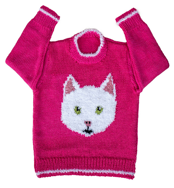 Ravelry White cat sweater pattern by Linda Moorhouse