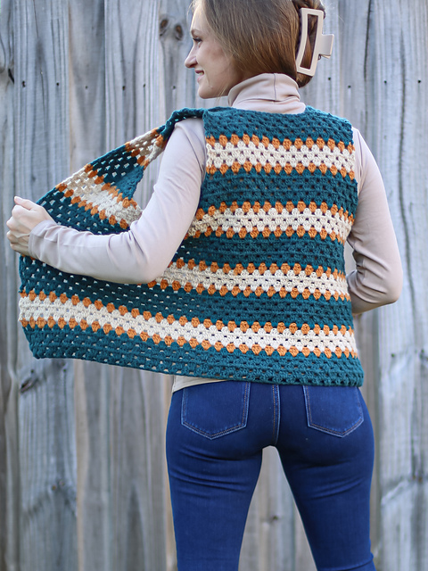 Retro Striped Granny Vest