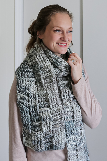 Chunky Basketweave Scarf