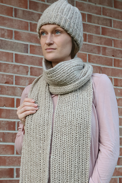 Herringbone Hat and Scarf