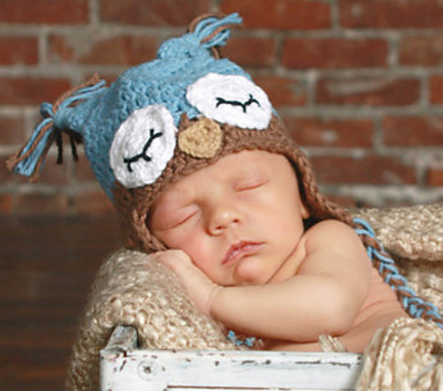 Sleepy Owl Hat - 0-6m
