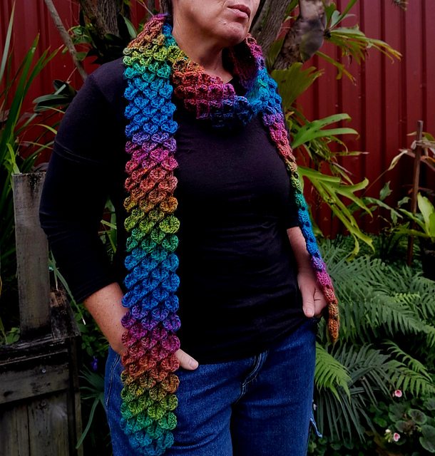 Crocodile Stitch Skinny Scarf