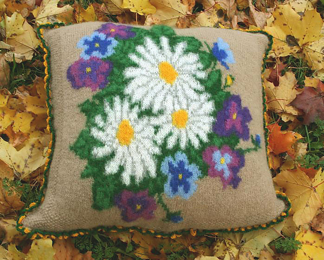 Felted Pillow Cover My Flowers