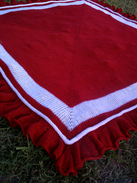 Center-Knit Baby Blanket with Ruffle