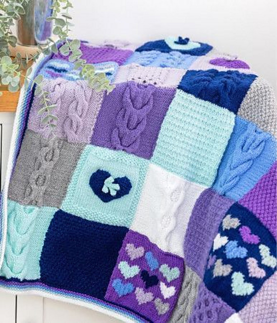 The Blue Patchwork Heart Blanket