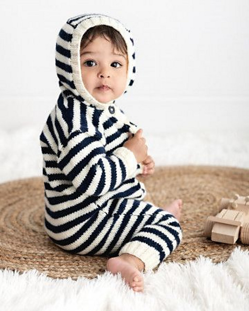 Baby Striped Hooded Onesie