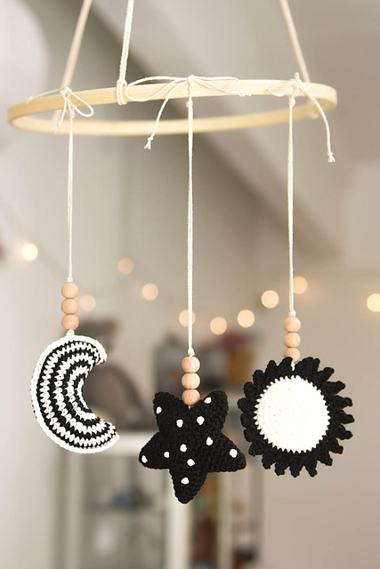 Crochet Sun, Moon and Star Baby Gym Toys