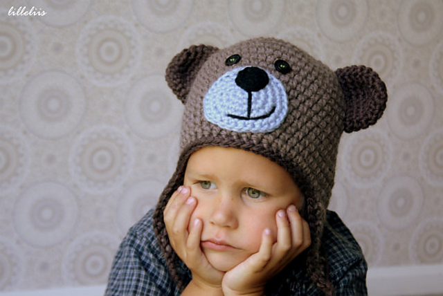 Teddy bear earflap hat