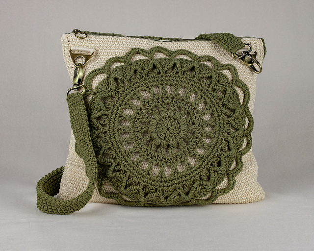 Mandala women hand embroidered crossbody semi circle clutch bag main image 0