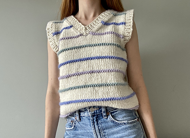 Ravelry: Chunky Striped V Neck Vest pattern by By Lambert
