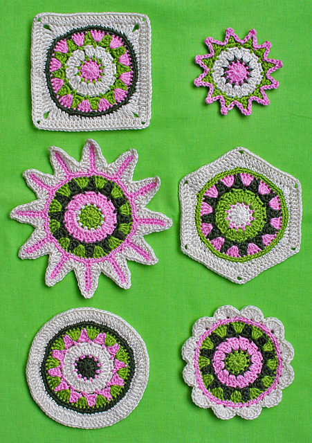 6 Motifs - Granny Square, Hexagon, Round, Floral