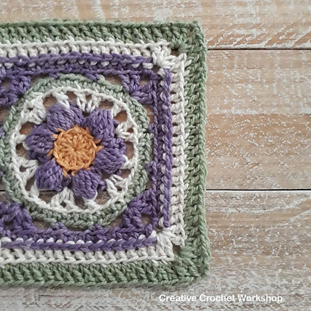 Boxed Violet Flower Square