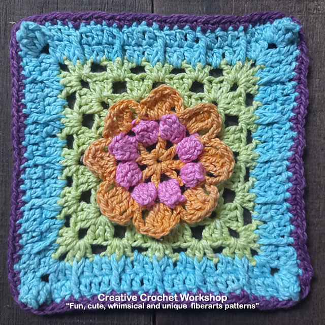 Hip Treble Flower Granny Square