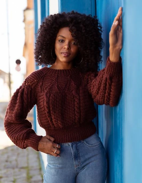 Dark Brown Yoke pullover