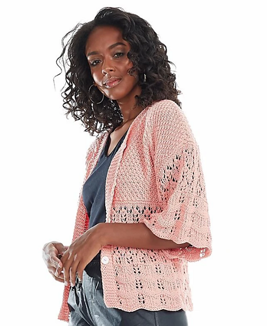 Salmon Cropped Cardigan