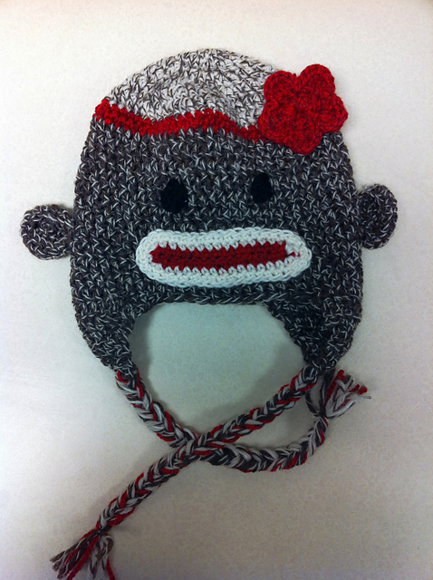 Crocheted Sock Monkey Hat