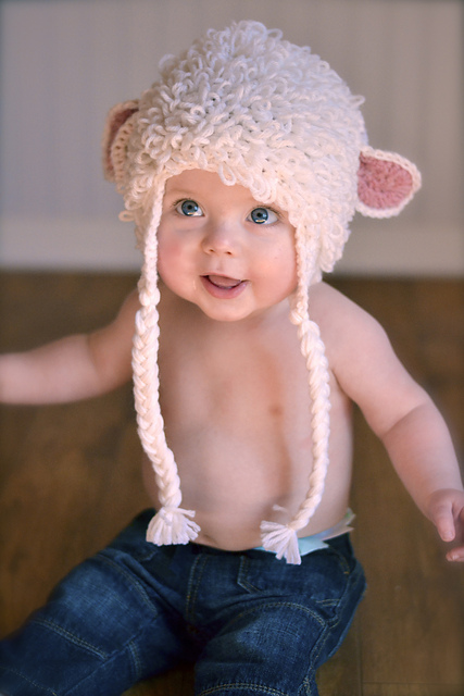 Loopy Lamb earflap hat photo prop Easter hat