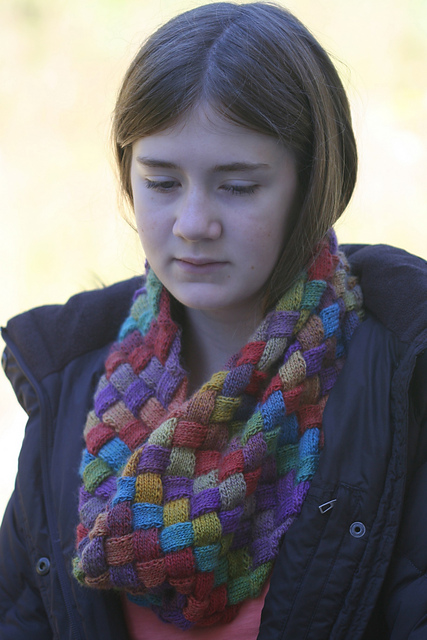 Entrelac Rainbow Cowl