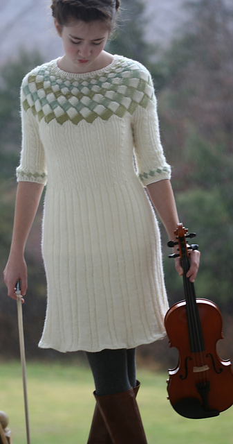 Ravelry: Cecilia's Song entrelac cable sweater dress pattern by