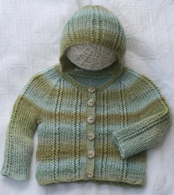 Sweet Pea zig-zag cable baby sweater and hat