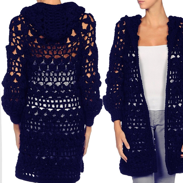 Hooded cardigan Delphinium