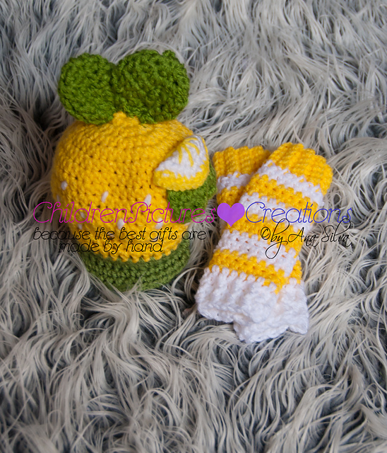 Lemon Meringue hat and leg warmers set