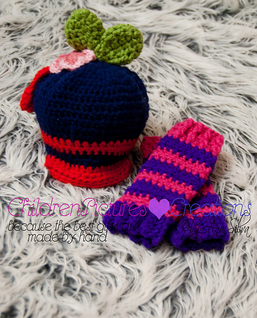 Cherry Jam hat and leg warmers set