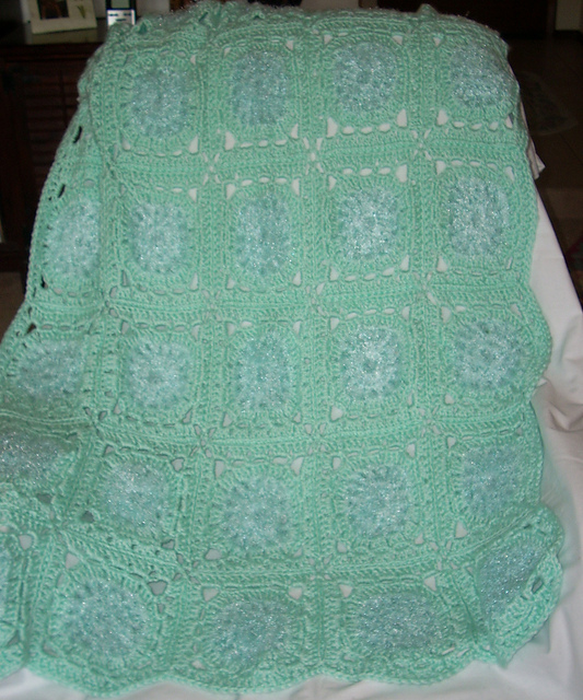 Mint Cozy Grannies Baby Afghan