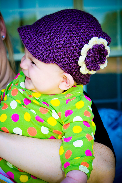 Crochet Newsboy Beanie with Flower
