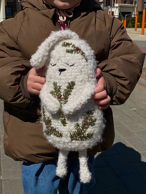Big cute bunny toy with embroidery
