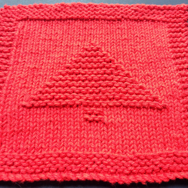 Ravelry Christmas Tree Knitted Dishcloth pattern by Melissa Bergland