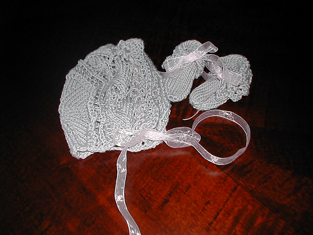 Rose Leaf Bonnet and Booties