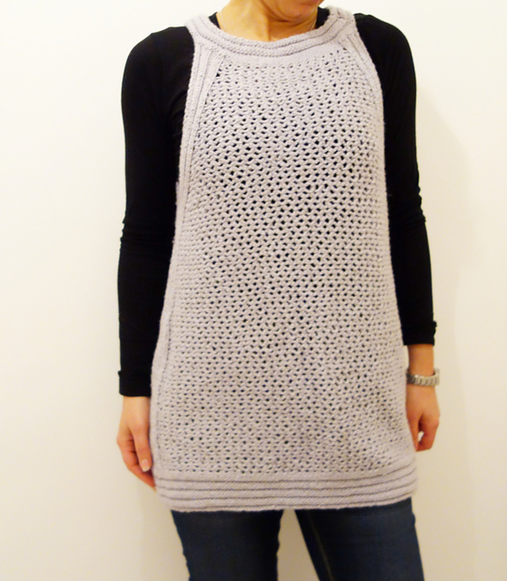 Grey Ribbed Lace Tunic