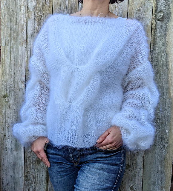 <H>TAM CLOUD CREW KNIT ニット M OVY Clouds & Trees Embroidered Oversized Sweater Hippie Nature Knit