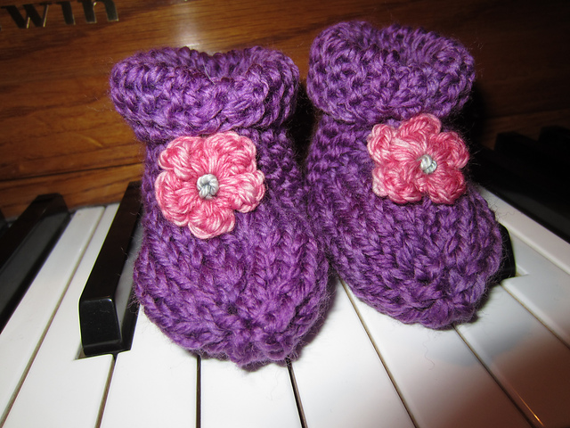 Bev's Stay On Knit Booties