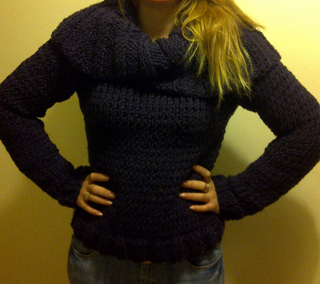Sweater with Large Shawl Collar
