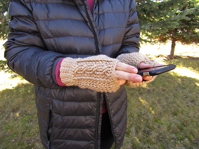 Cozy Cables Fingerless Gloves