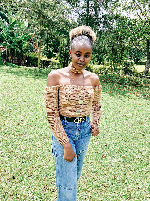 Distressed Offshoulder Top