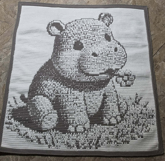 Mosaic "BABY HIPPOPOTAMUS" baby crib